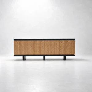 Emory Carved Birch Door Sideboard on Black Base — front view