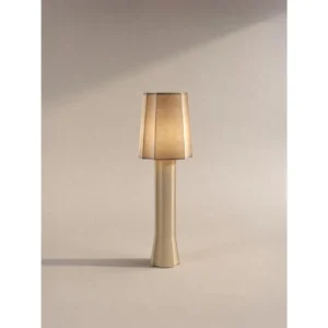 Octagonal Column Floor Lamp in Sandblasted White Oak — in a room setting