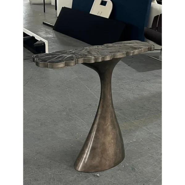 Bronze Scalloped Console on Sculpted Foot in bronze — in a room setting