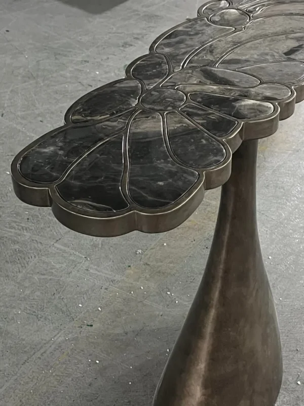 Bronze Scalloped Console on Sculpted Foot in bronze — detail