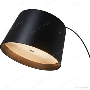 Extra-Long Black Arc Floor Lamp with Drum Shade in black — in a room setting