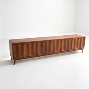 Black Walnut Long Low Sideboard with Scalloped Doors — front view