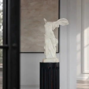 Jade-Effect Winged Victory Sculpture, Matte Finish in ivory — front view