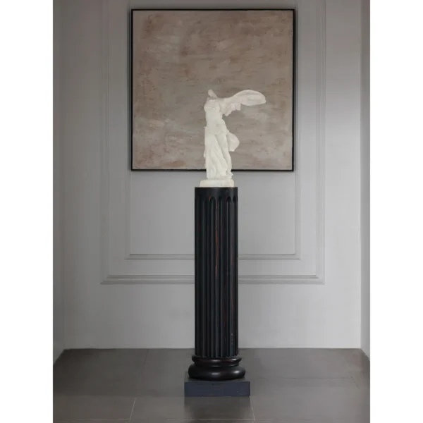 Jade-Effect Winged Victory Sculpture, Matte Finish in ivory — in a room setting
