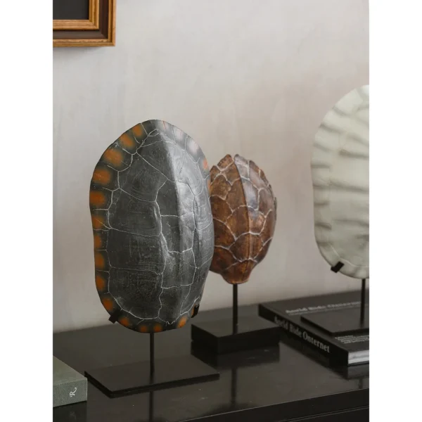 Hand-Painted Faux Tortoise Shell Ornaments in clay — in a room setting