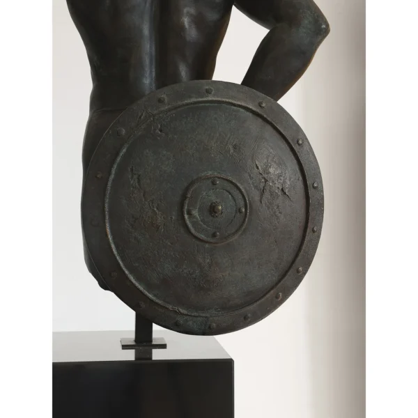 Fearless Warrior Torso Sculpture in Antique Bronze Finish — in a room setting