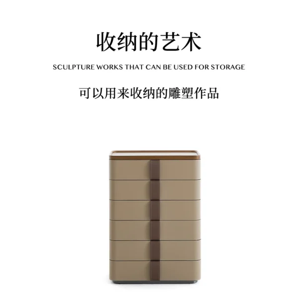 Saddle Leather Six-Drawer Tall Chest in clay — in a room setting