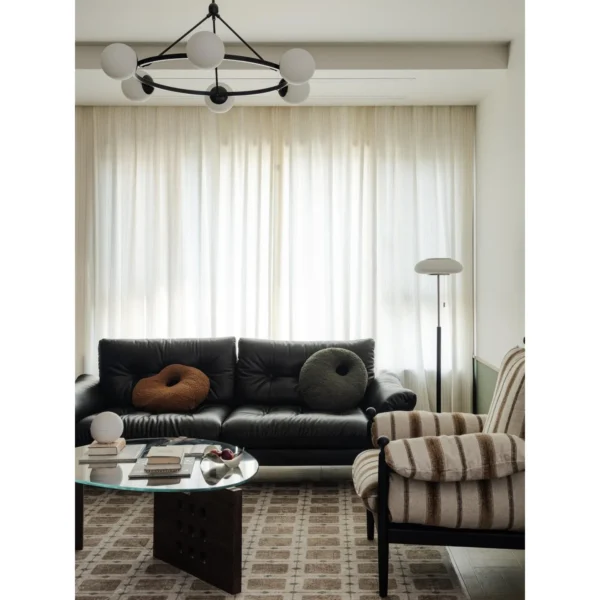 Fika Lounge Chair in Ginger Yellow Fabric on Steel Frame — in a room setting
