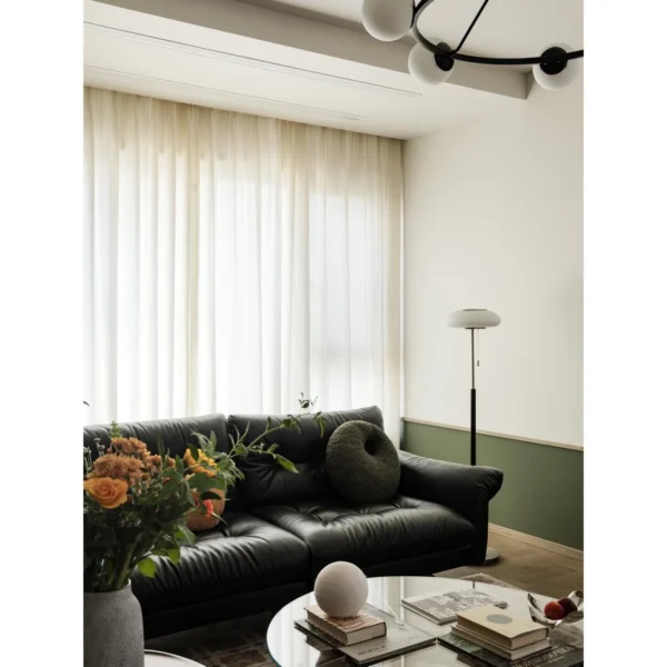 Fika Lounge Chair in Ginger Yellow Fabric on Steel Frame — in a room setting