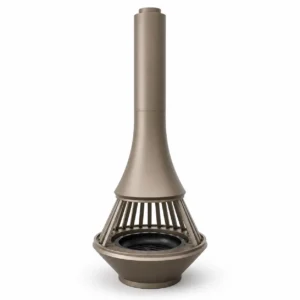 Conical Floor-Standing Fireplace in sand — front view
