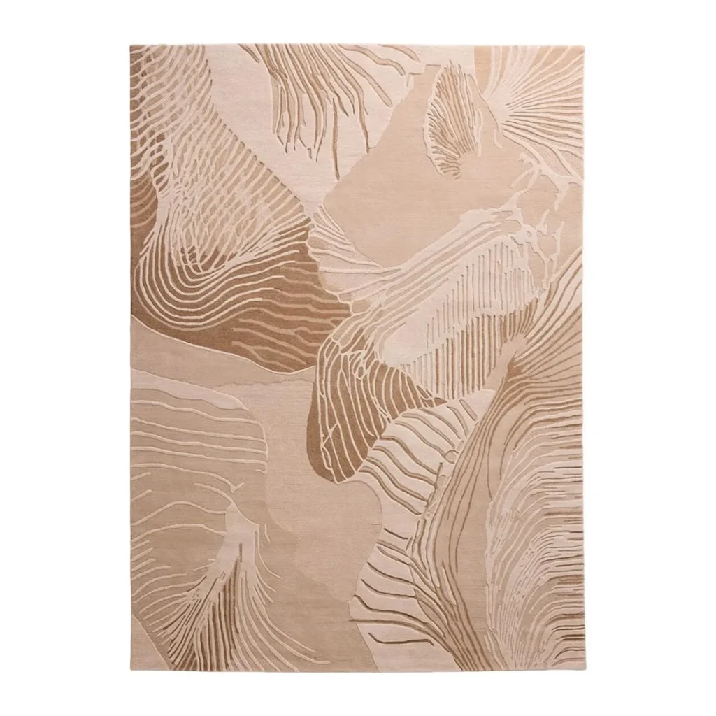Foolproof Neutral Rug with Flowing Contour Lines in Sand — front view