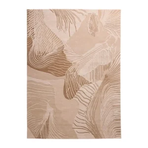 Foolproof Neutral Rug with Flowing Contour Lines in Sand — front view