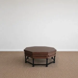 Forge Carved Octagonal Solid Wood Coffee Table, 100 cm in clay — front view