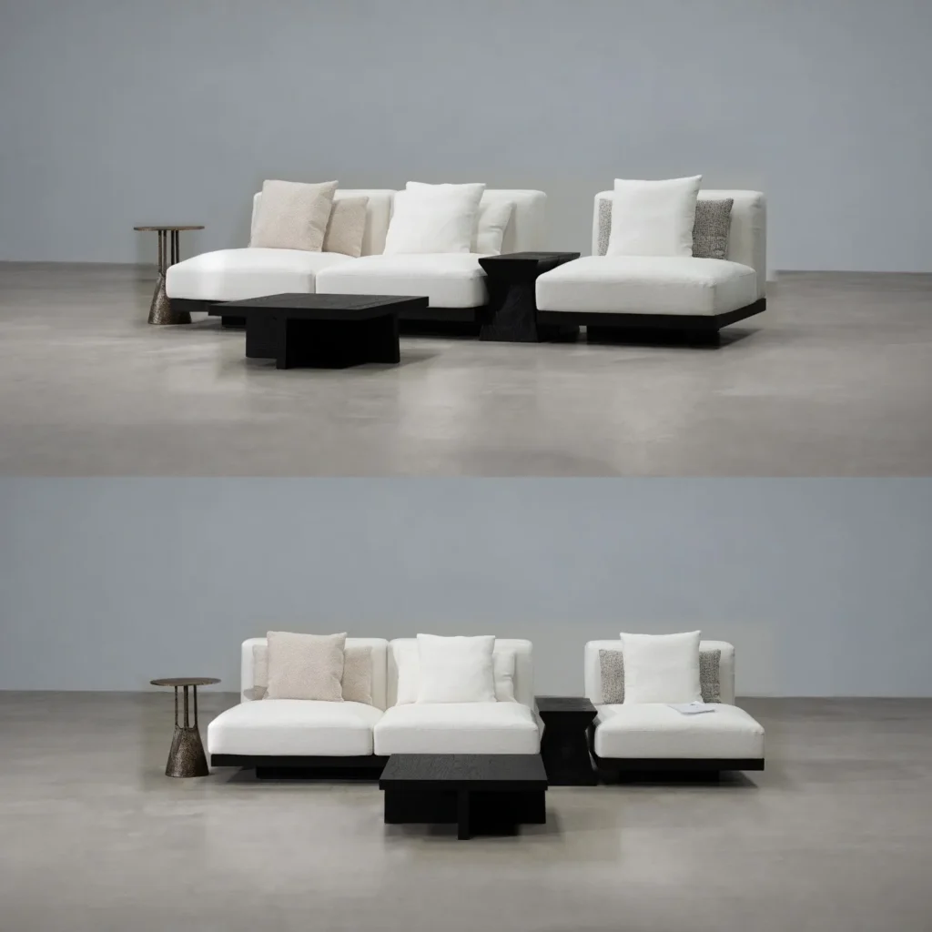 Formless Sofa in solid wood — front view