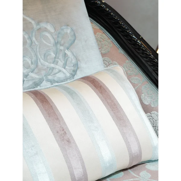 French Vintage Chaise Lounge in rose stone — in a room setting