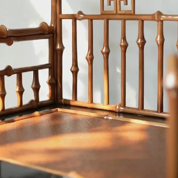 Fretwork Low-Back Bamboo Armchair in clay — detail