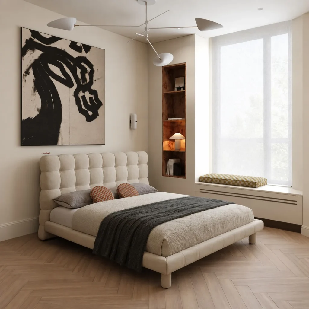 Bubble Bed in Brushed Fabric — front view