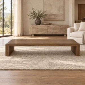 Walnut Veneer Waterfall Coffee Table, Two Sizes in walnut — front view