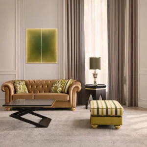 Garden Tufted Sofa in steel — front view
