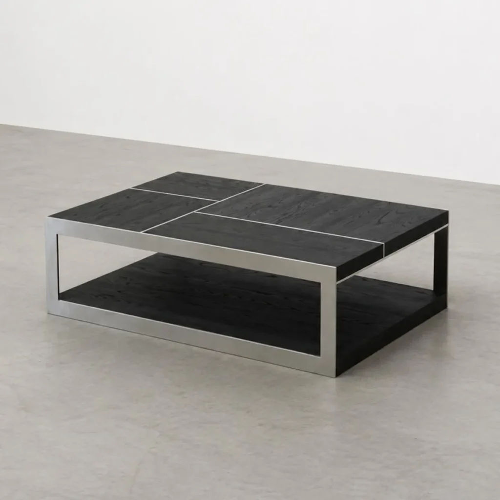 Brushed Black Wood Coffee Table in black — front view