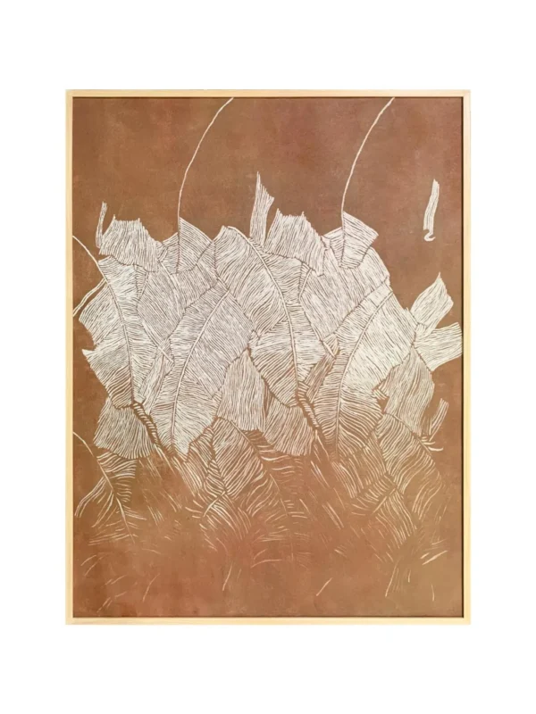 Gentle Blush Abstract Wall Art in Slim Frame — in a room setting