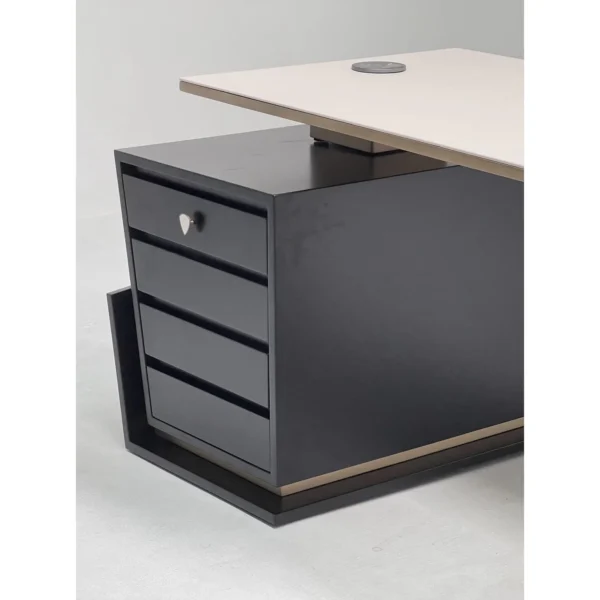 Geometric Executive Desk in oatmeal — in a room setting