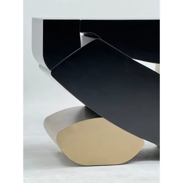 Stacked Pebble Sculptural Console in Black and Champagne — in a room setting