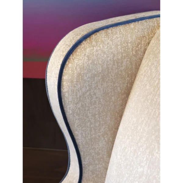 Geometric Wingback Armchair in oatmeal — in a room setting
