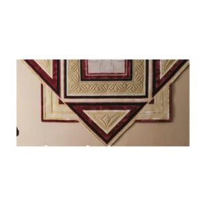 Geometric Wall Tapestry in Cream, Burgundy and Gold — front view