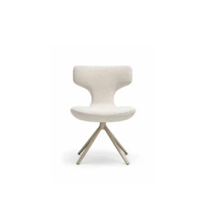 Ginkgo Leaf-Back Swivel Chair in Cream Bouclé — front view