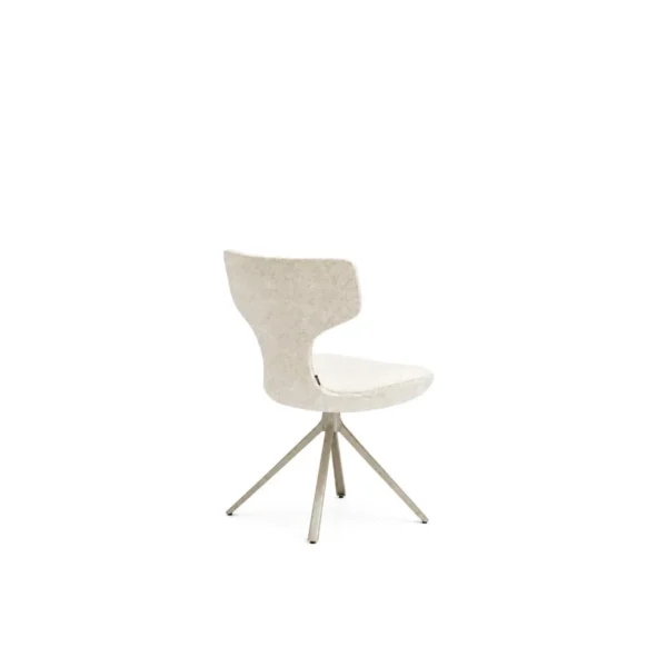 Ginkgo Leaf-Back Swivel Chair in Cream Bouclé — in a room setting