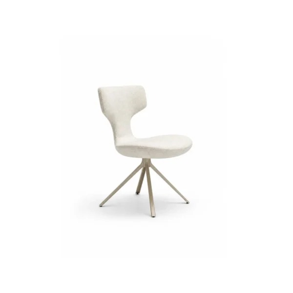 Ginkgo Leaf-Back Swivel Chair in Cream Bouclé — in a room setting