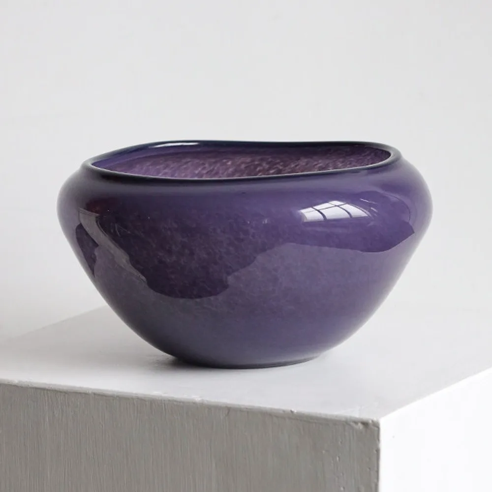 Glossy Purple Glass Fruit Bowl, Small, Medium or Large in plum — front view