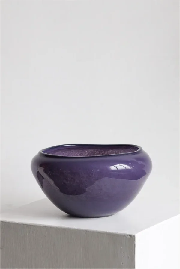 Glossy Purple Glass Fruit Bowl, Small, Medium or Large in plum — in a room setting