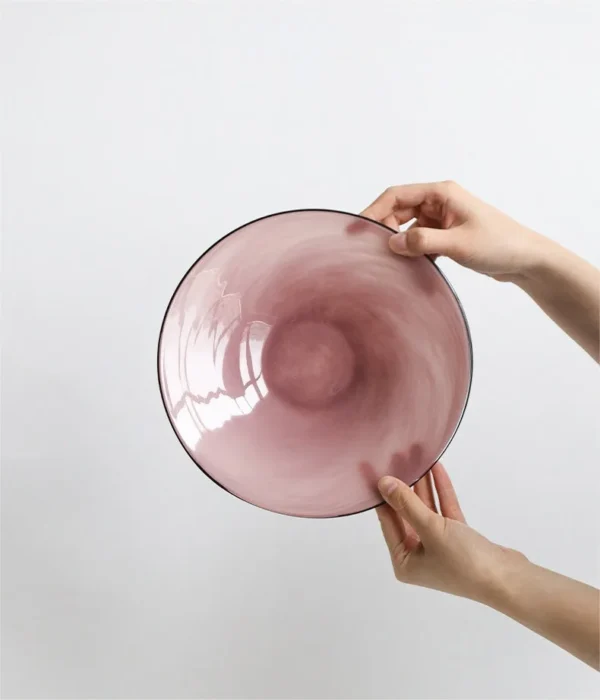 Glossy Purple Glass Fruit Bowl, Small, Medium or Large in plum — in a room setting