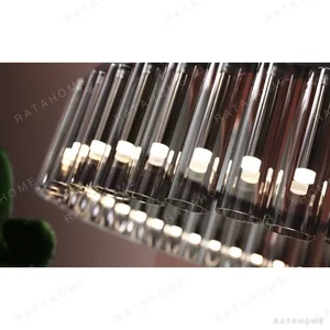 Glass Tube Ring Chandelier, 70 or 85 cm in silver — in a room setting