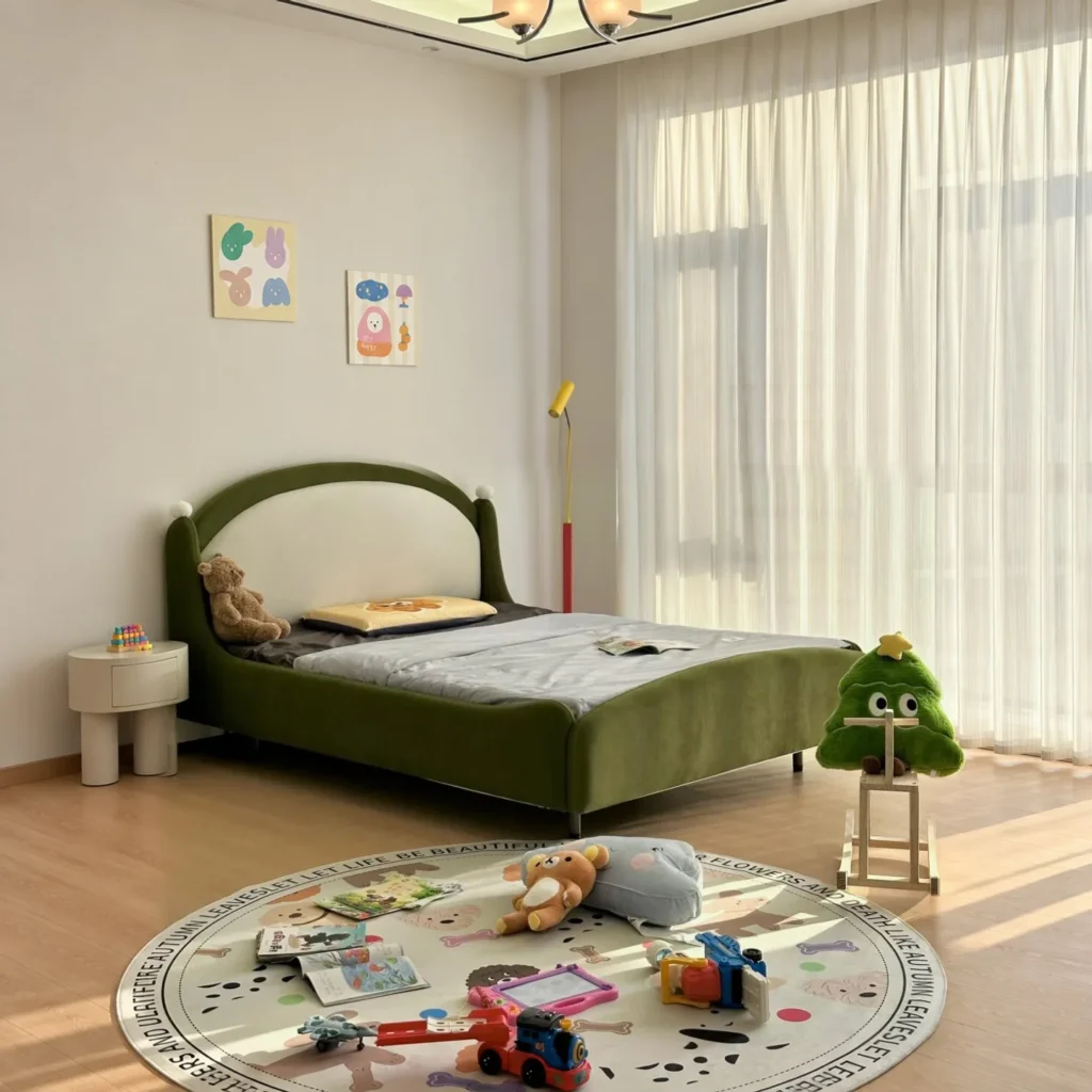 Magic Carpet Kids Bed in olive — front view