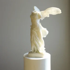 Winged Victory Goddess Sculpture in Jade-Effect Resin — front view