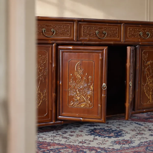 Gilt-Painted Bird and Flower Four-Door Sideboard in clay — in a room setting