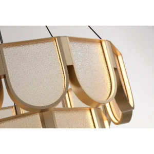 Gold Wave Layered Chandelier in brushed brass — in a room setting