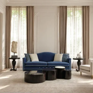 Grace Two-Seat Sofa in Royal Blue Italian Cotton Velvet — front view
