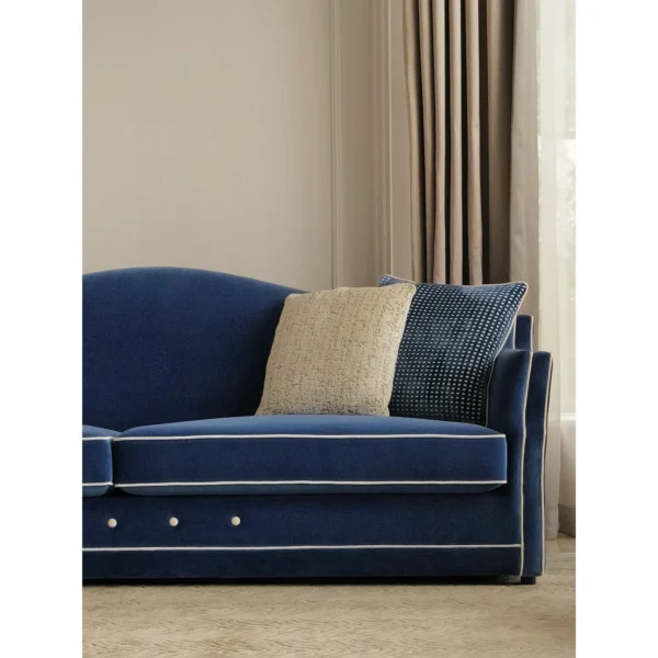 Grace Two-Seat Sofa in Royal Blue Italian Cotton Velvet — in a room setting