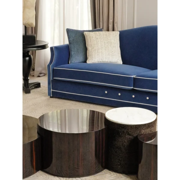 Grace Two-Seat Sofa in Royal Blue Italian Cotton Velvet — in a room setting
