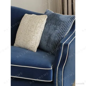 Grace Two-Seat Sofa in Royal Blue Italian Cotton Velvet — in a room setting