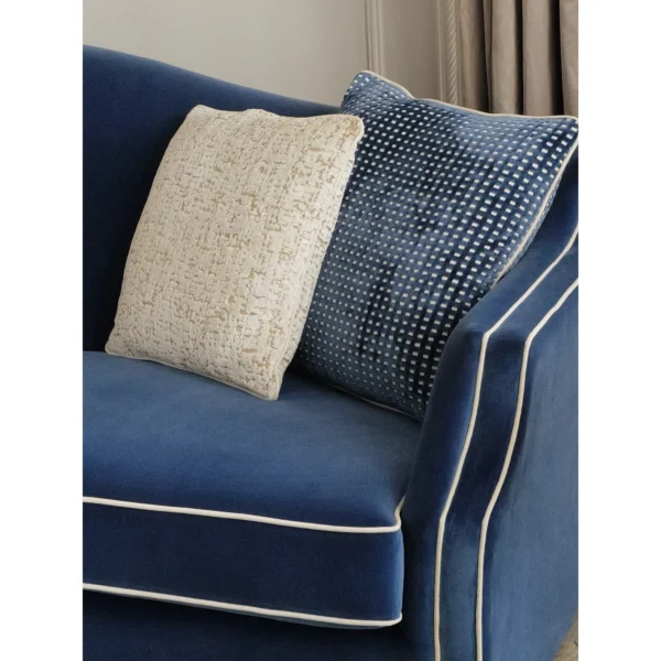 Grace Two-Seat Sofa in Royal Blue Italian Cotton Velvet — in a room setting