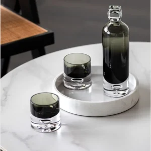 Gradient Smoked Glass Decanter and Tumbler Set in slate — front view