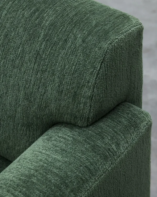 Forest Green Fully Upholstered Block Lounge Chair in olive — detail