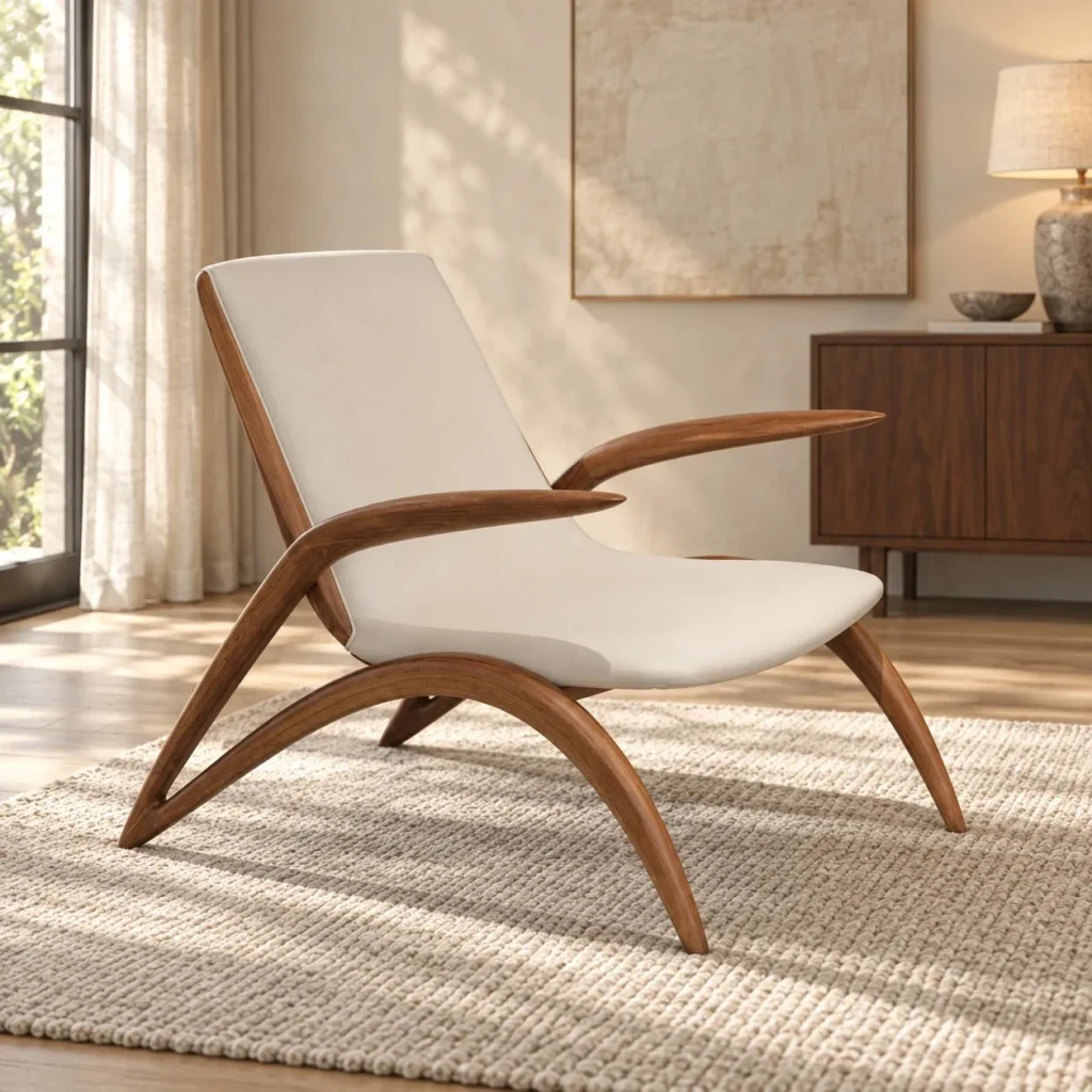 Growing Ash Lounge Chair in natural oak — front view