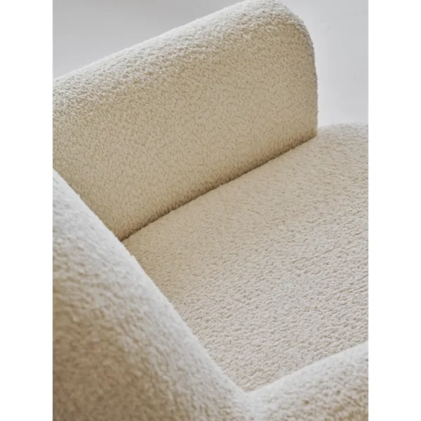 Hamburger Lounge Chair in White Shearling on Steel Legs — in a room setting