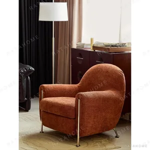 Hamburger Lounge Chair in Dark Green Chenille on Steel Legs — in a room setting